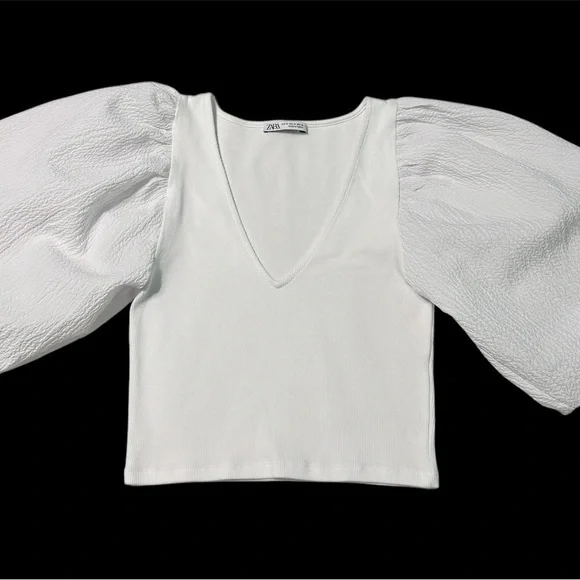 Zara White Puff Sleeve - Picture 2 of 4